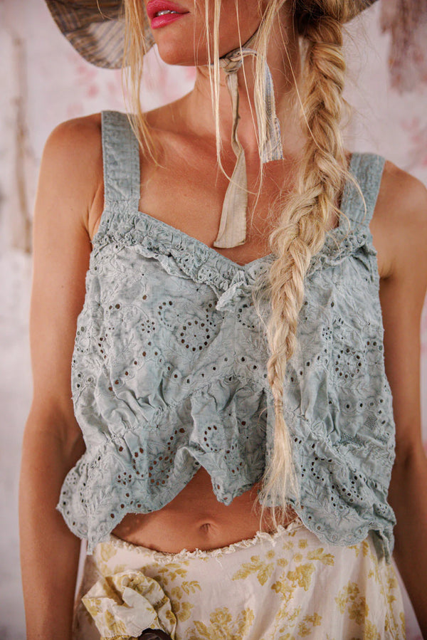 Magnolia Pearl Olive Eyelet Ruffle Cami