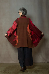 Mieko Mintz Shibori Tie Dye Woven Patch Kanth A-Line Jacket