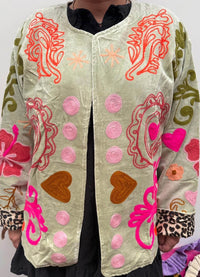 ToutVintage Velvet Heart Mint Jacket