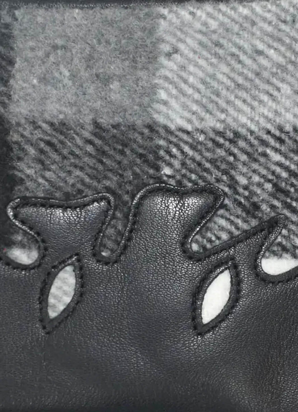 Dupatta Designs Ryhan Cut Out Leather & Plaid Gloves