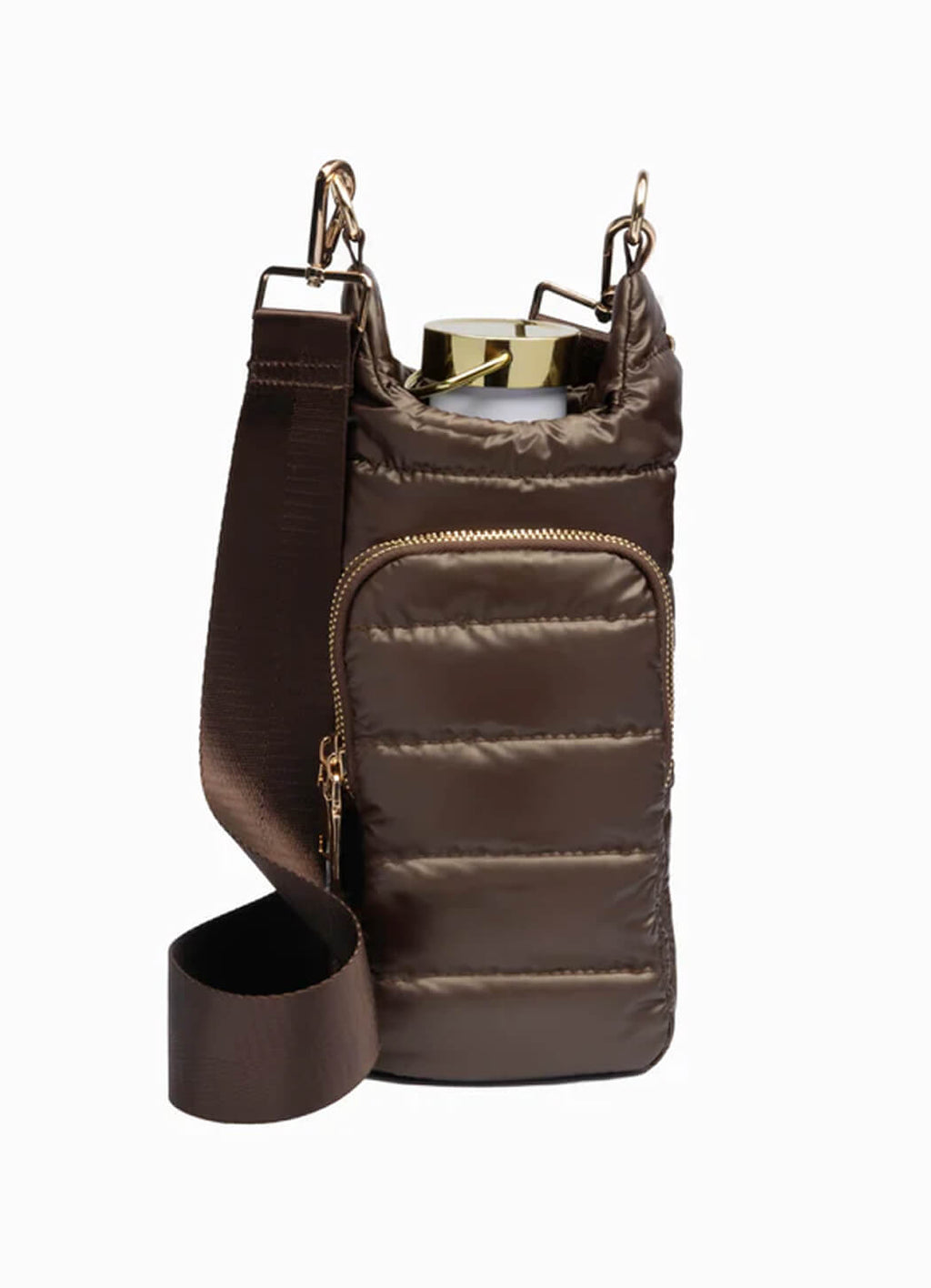 WanderFull Chocolate Brown Shiny HydroBag with Solid Strap