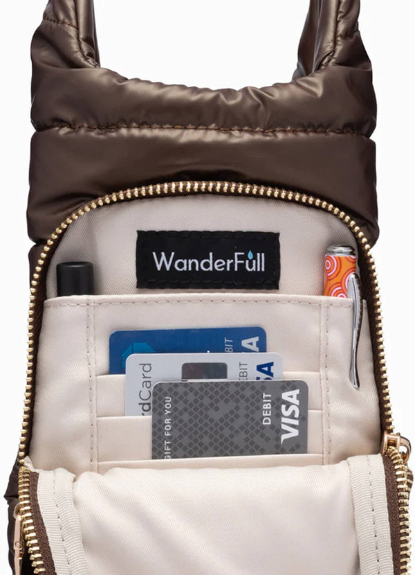 WanderFull Chocolate Brown Shiny HydroBag with Solid Strap