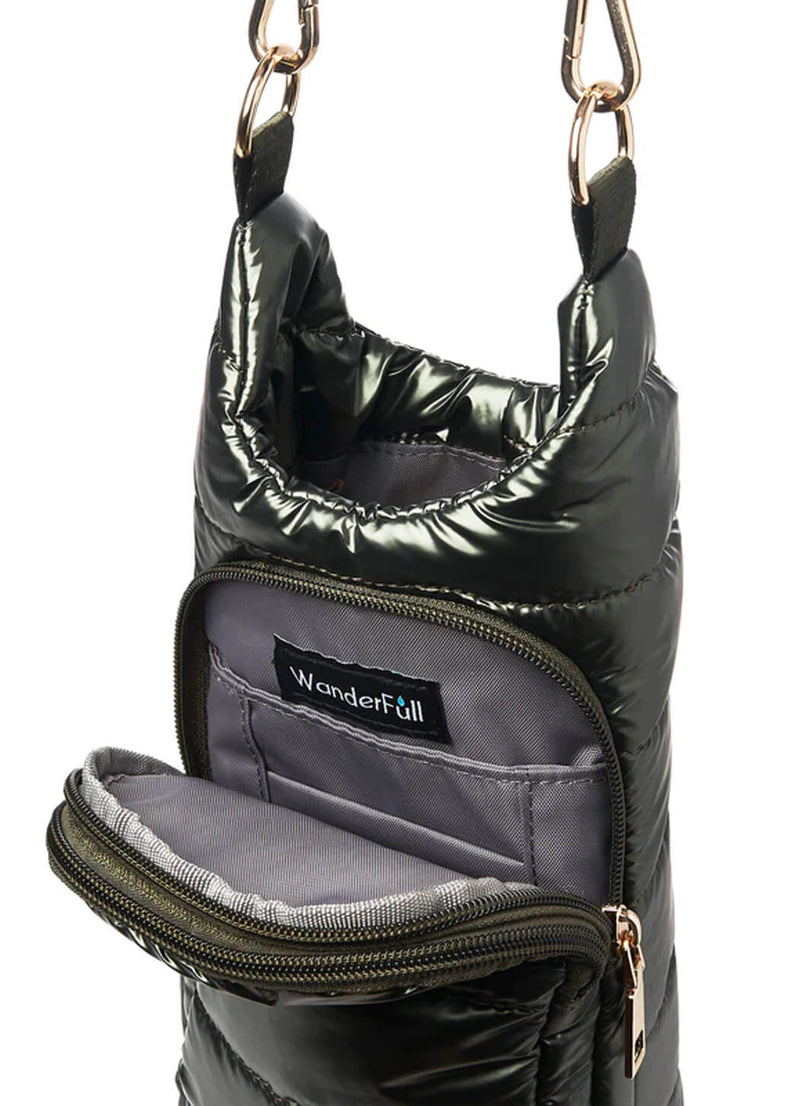 WanderFull Army Green Shiny Hydrobag with Army Green Solid Strap