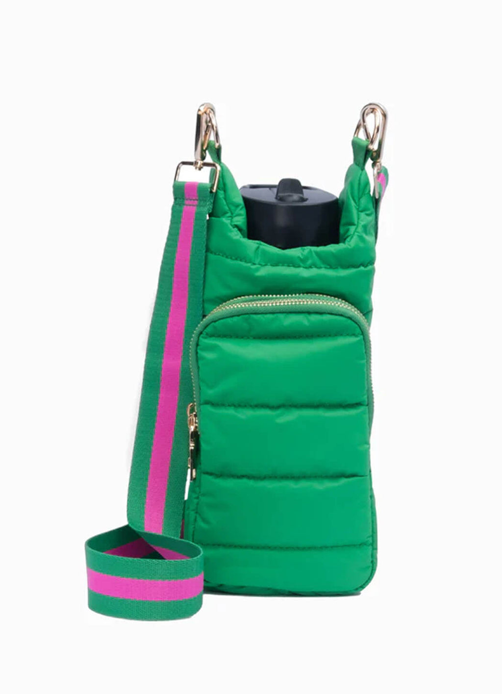 WanderFull Kelly Green Matte HydroBag with Pink/Green Strap
