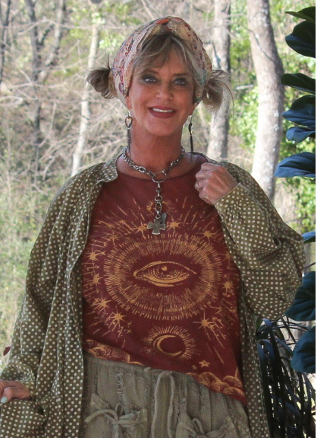 Jaded Gypsy Moon Dance Tee - Wine Evil Eye