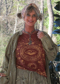 Jaded Gypsy Moon Dance Tee - Wine Evil Eye