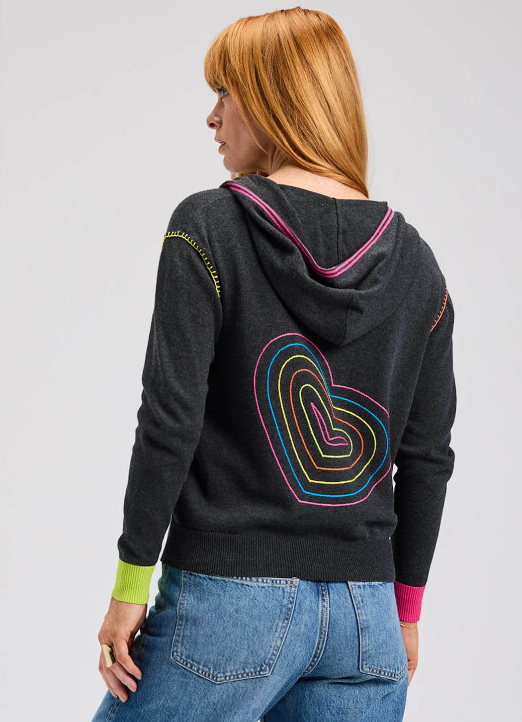 Zaket & Plover Heart-Embroidery Hoodie