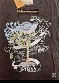 A Rare Bird Shop - Roots and Wings Distressed Shirt