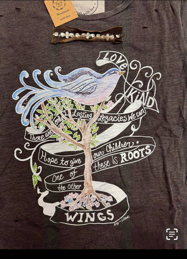 A Rare Bird Shop - Roots and Wings Distressed Shirt