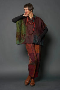 Mieko Mintz Jacquard Patch Tie Dye Circle Shibori Kantha Poncho