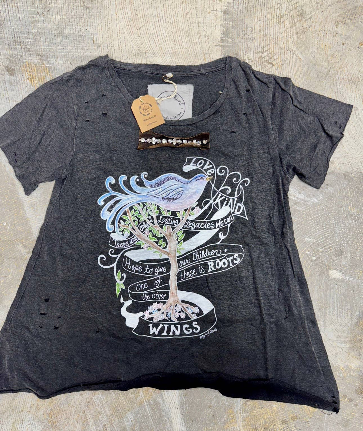 A Rare Bird Shop - Roots and Wings Distressed Shirt