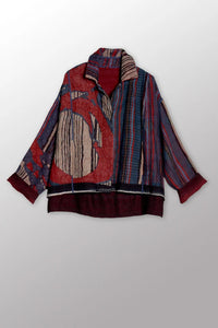 Mieko Mintz Stripe & Bends Kantha Cropped Shirt Jacket