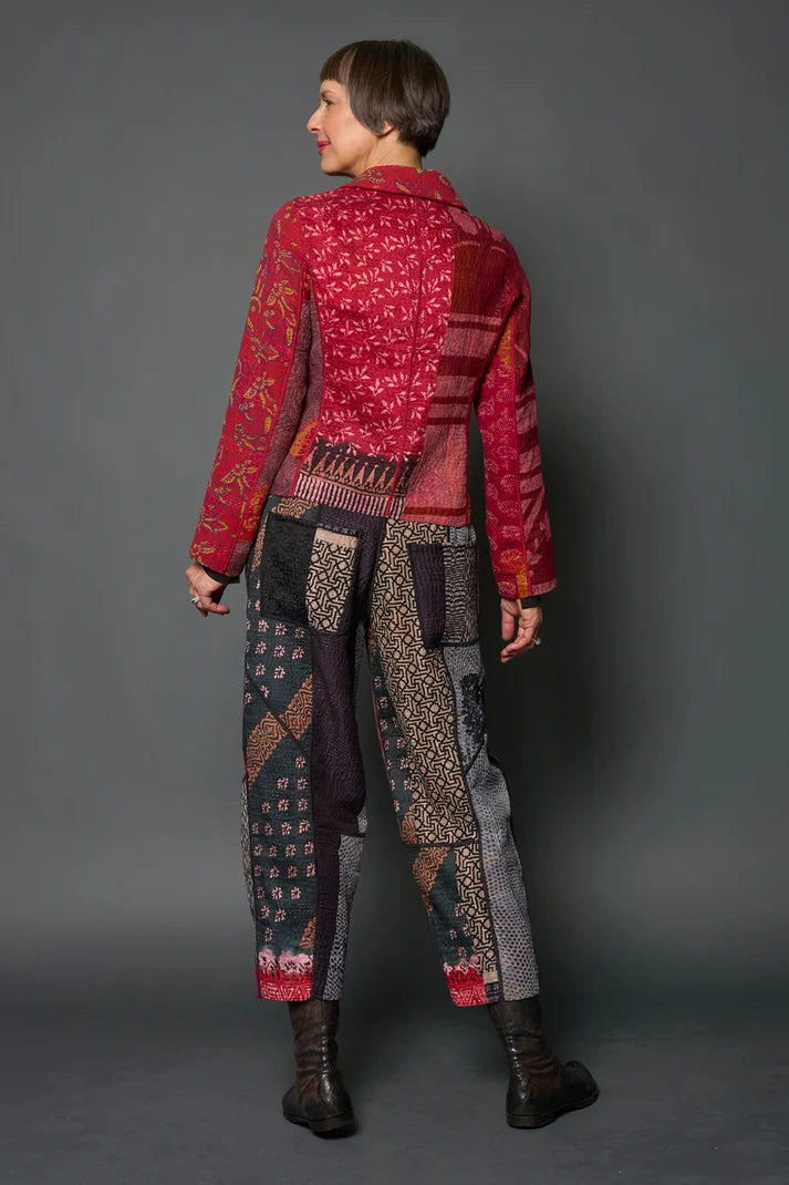 Mieko Mintz Jacquard Silk Kantha Cropped Basic Jacket