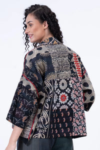 Mieko Mintz Patch & Circle Print Kantha Cropped Tent Shirt