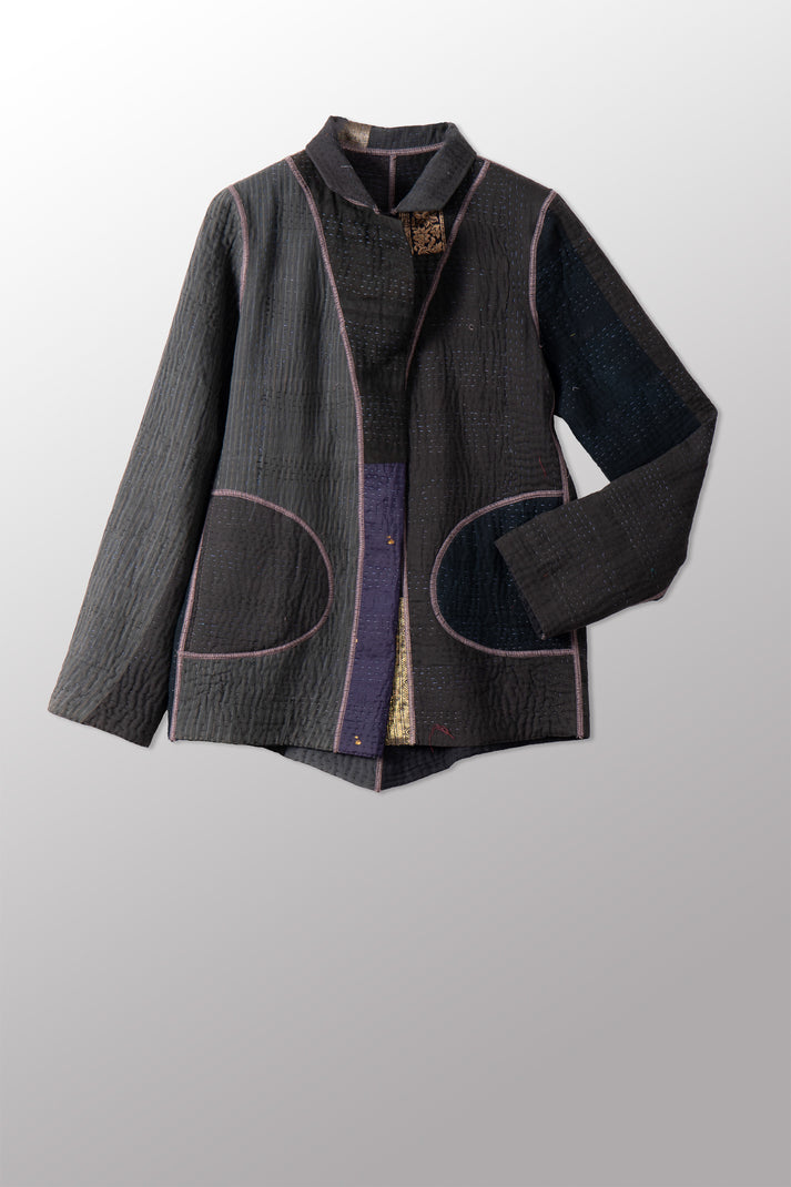 Mieko Mintz Silk Patch Kantha Simple Jacket