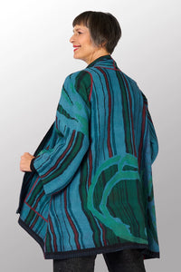 Mieko Mintz Overdyed Stripe & Bends Kantha A-Line Jacket