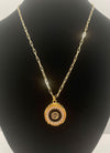 Julie Kreamer Vintage GG Button Necklace on Paperclip Chain - Black