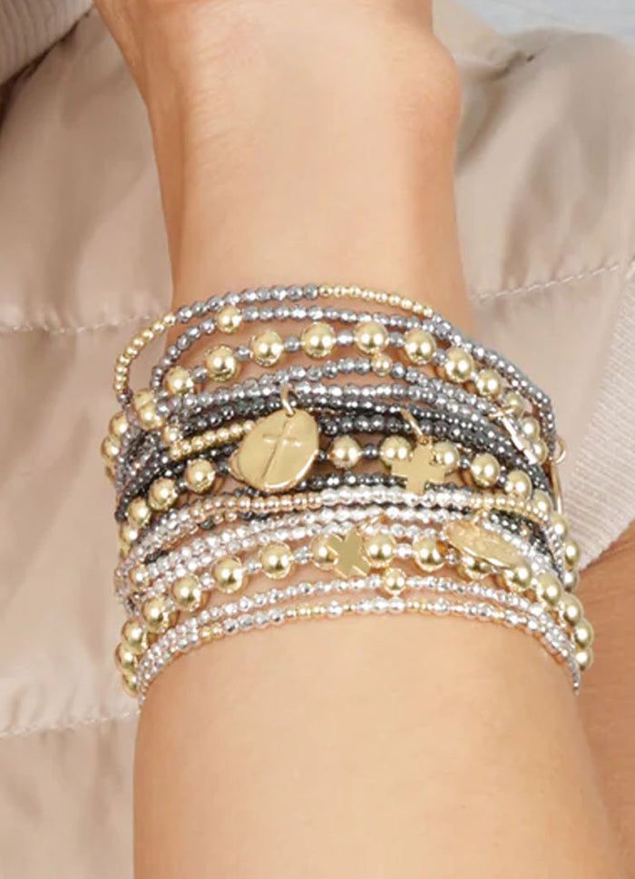 Enewton  -  Hope Unwritten Silver Faceted Hematite 2mm Bead Bracelet