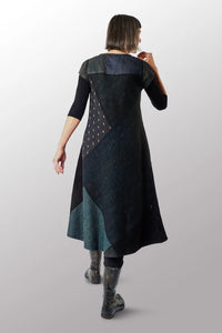 Mieko Mintz Jaipur Patch Kantha Cap Sleeve Semi Flare Dress