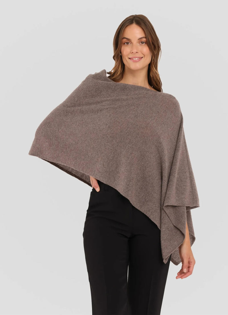 Alashan Cashmere Poncho in Portabello