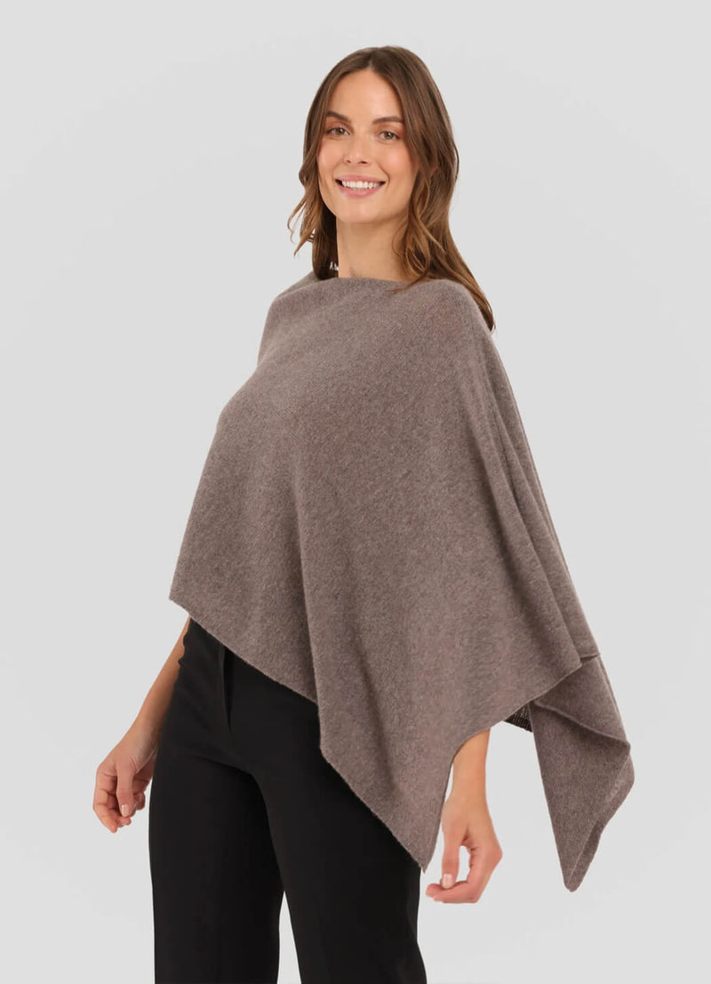 Alashan Cashmere Poncho in Portabello