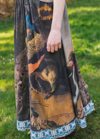 Market of Stars Wild Beauty Peacock Print Bohemian Bamboo Slip Dress