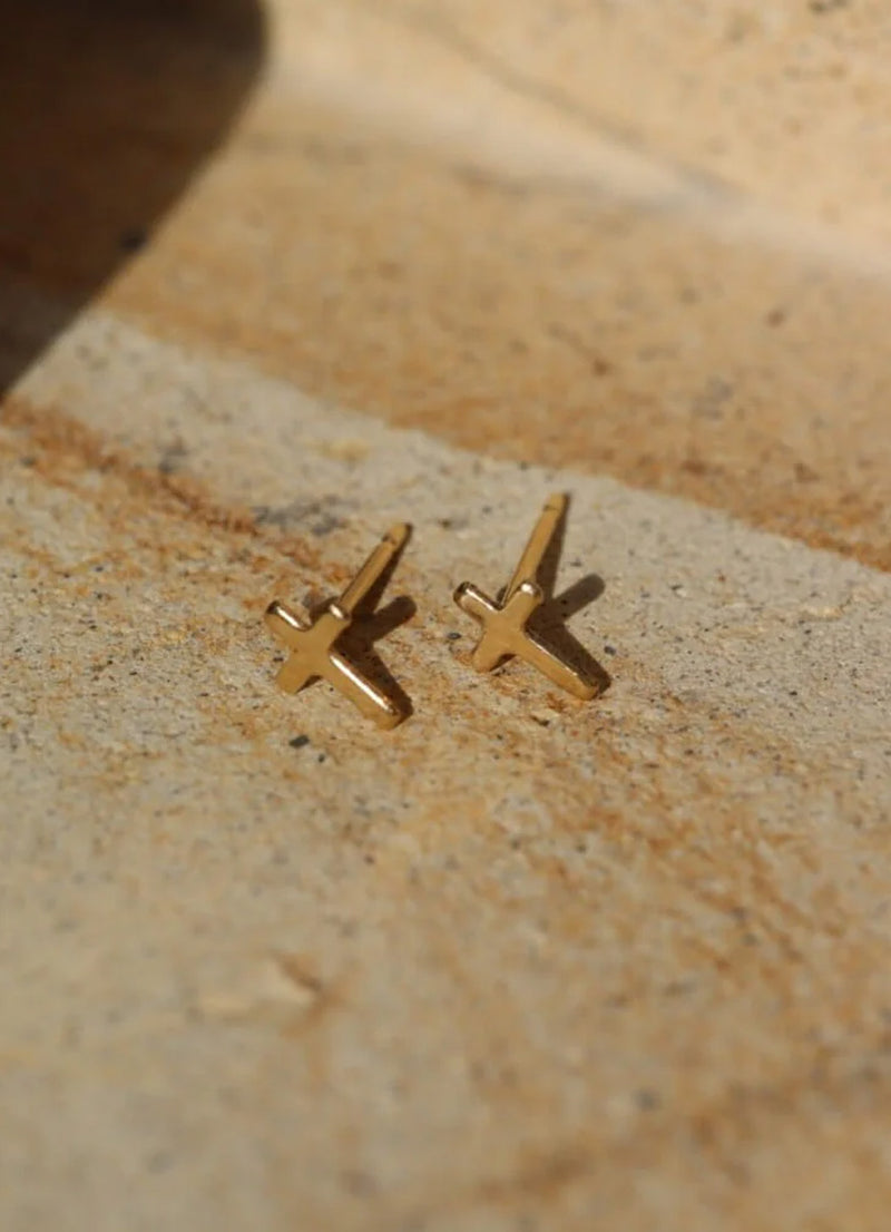 Token Jewelry Cross Studs