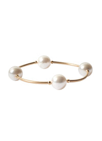 Blessing Bracelet White Pearls with Gold Links 12mm Beads