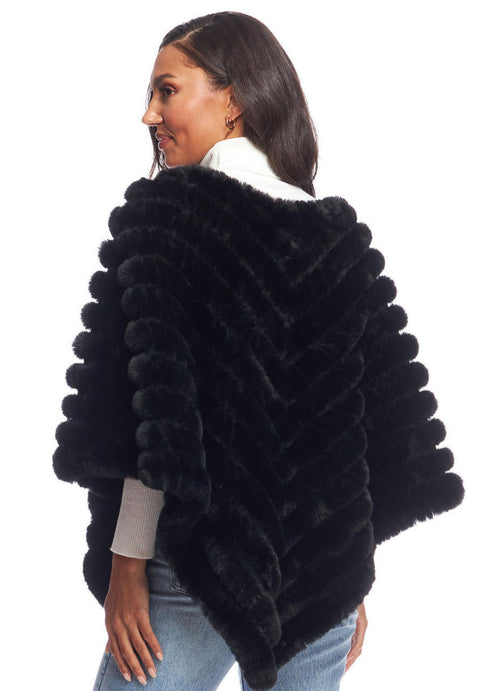 Fabulous Furs Deluxe Knitted Faux Fur Poncho