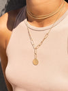 Hello Adorn Paperclip Coin Lariat