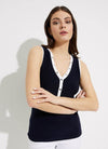 Joseph Ribkoff Contrast Trim Sleeveless Top