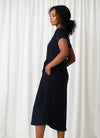 Sympli Boat Neck Cap Sleeve Belted Dress