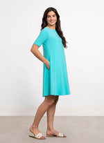 Sympli Trapeze Dress, Short Sleeve