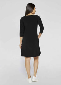 Sympli 3/4 Sleeve Trapeze Dress-Short