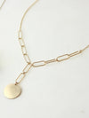 Hello Adorn Paperclip Coin Lariat