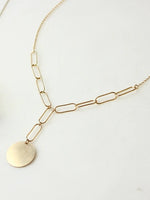 Hello Adorn Paperclip Coin Lariat