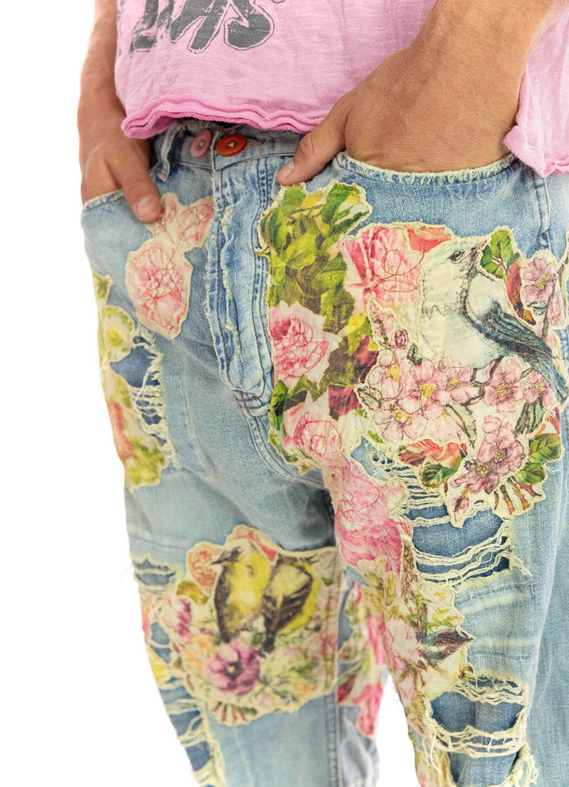 Magnolia Pearl Floral Applique Miner Denims