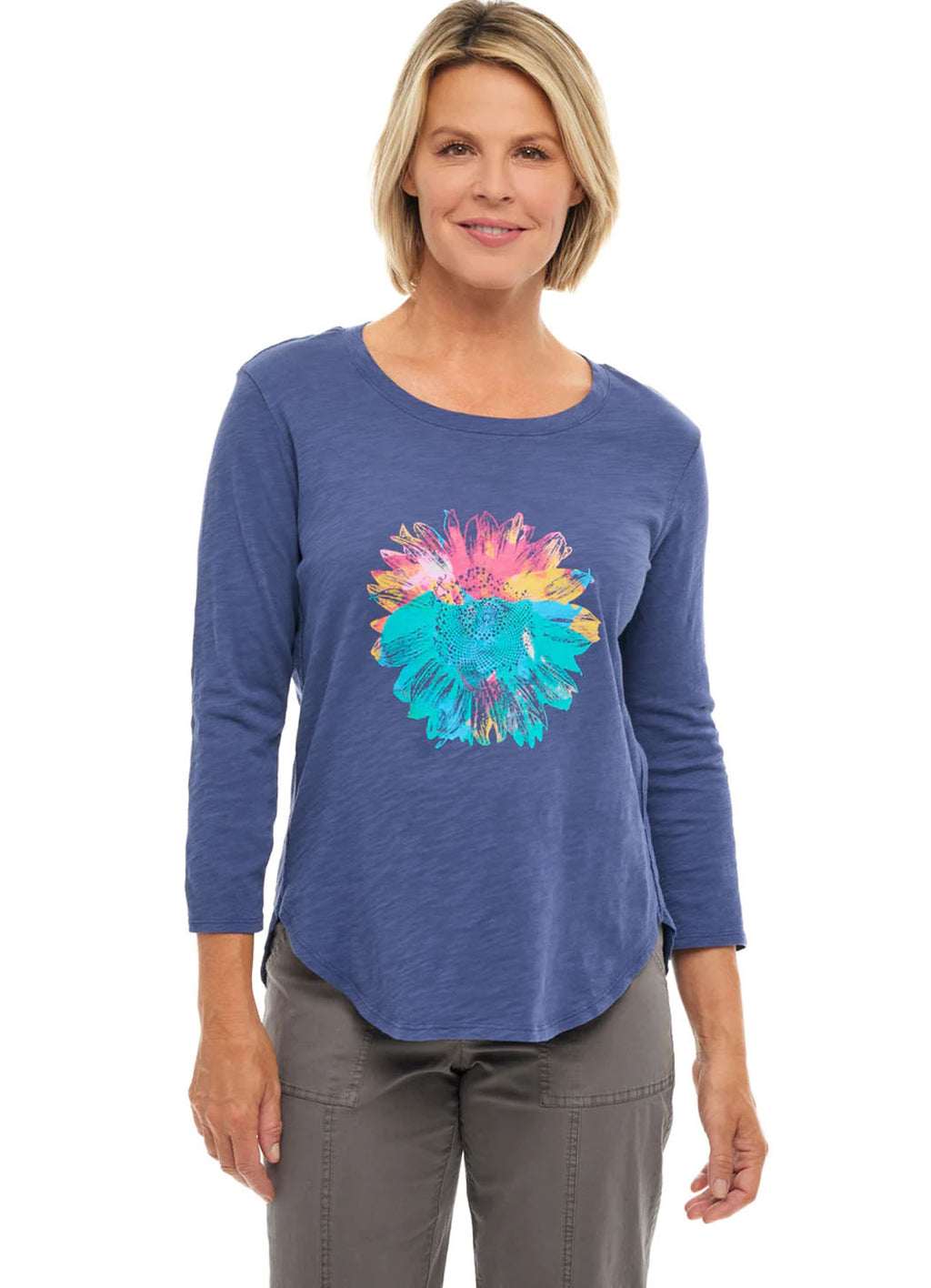 Escape Hi-Lo Tie-Dye Sunflower Tee