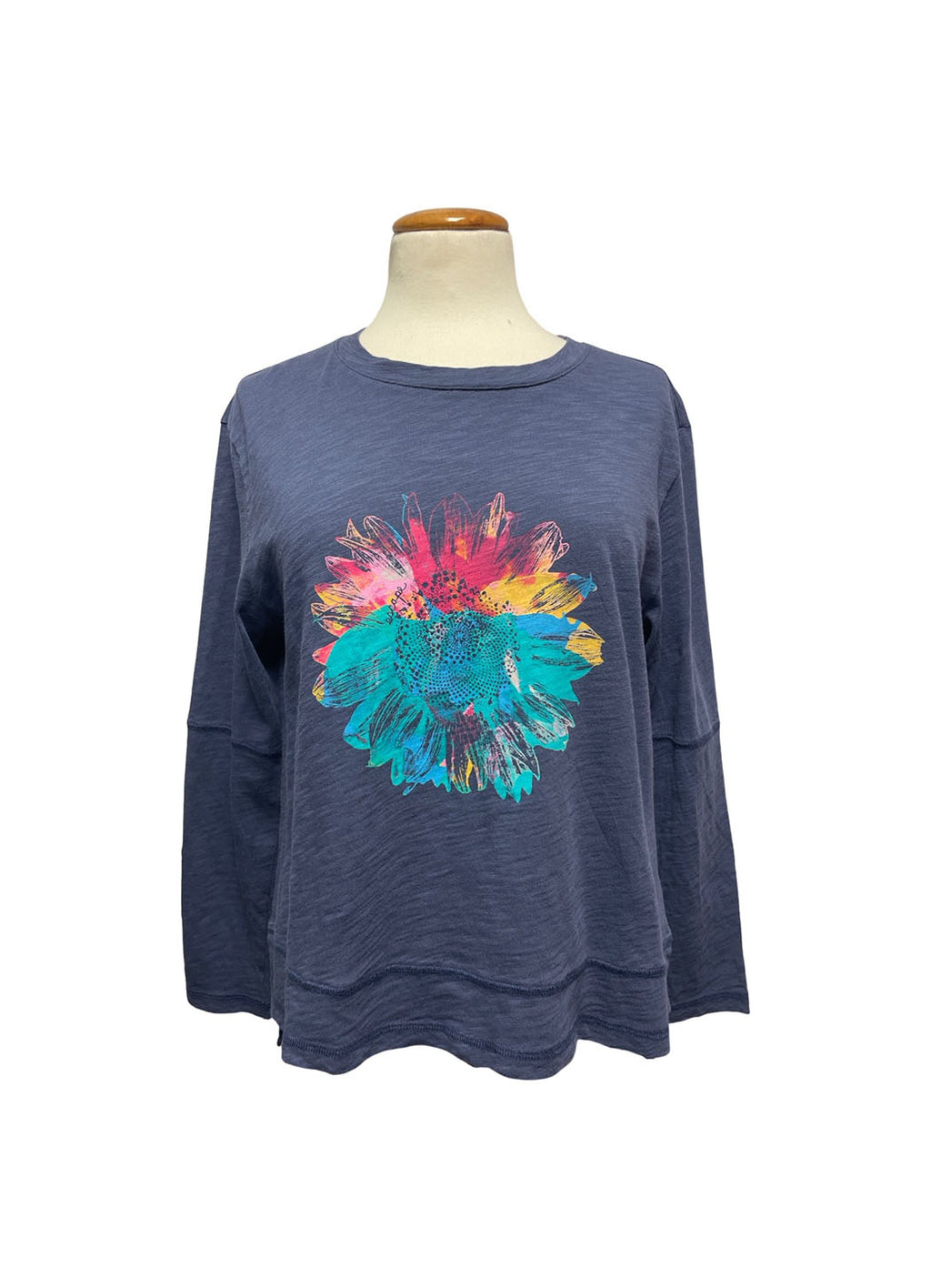 Escape Stepped Hem Boxy Tie-Dye Sunflower Tee