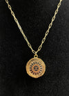 Julie Kreamer Vintage Button Necklace - Gold/Black & Clear