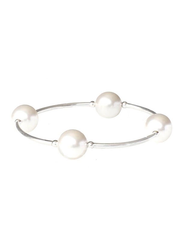 Blessing Bracelet in White Pearl 12mm Beads