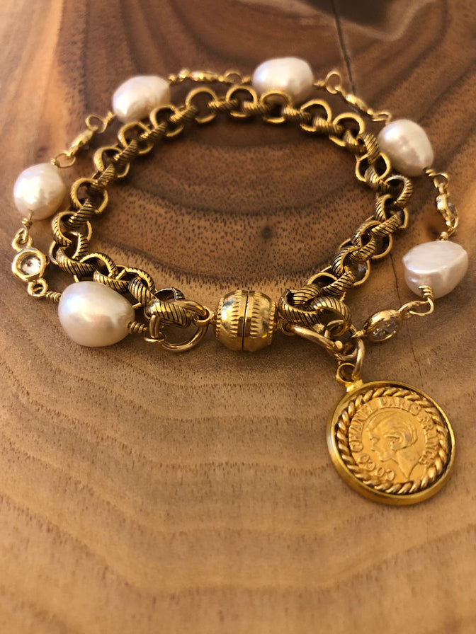 Julie Kreamer Vintage Freshwater Pearl Bracelet