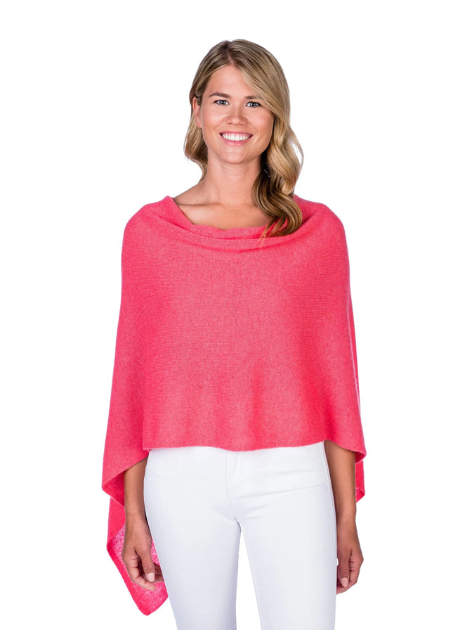 Alashan Cashmere Poncho in Coral Reef