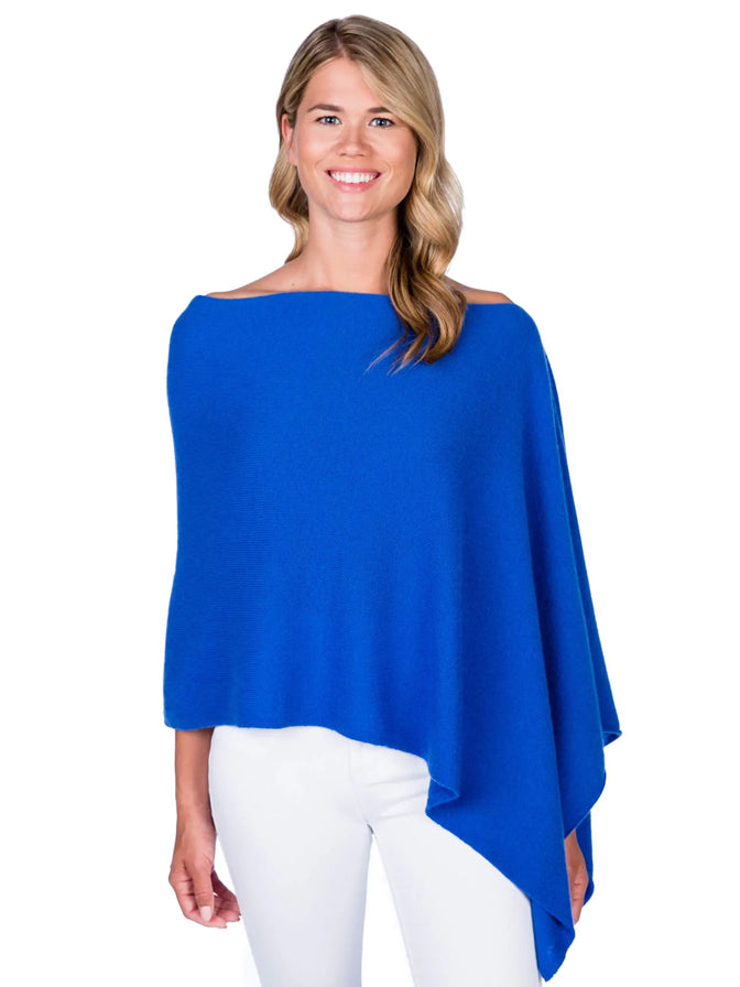 Alashan Cashmere Poncho in Cruise Blue