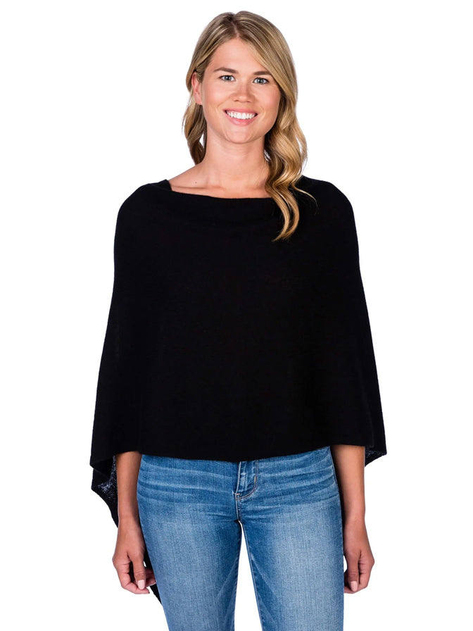 Alashan Cashmere Poncho in Ebony