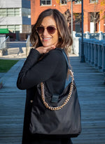 WanderFull Black HydroHobo Bag with Gold Hardware
