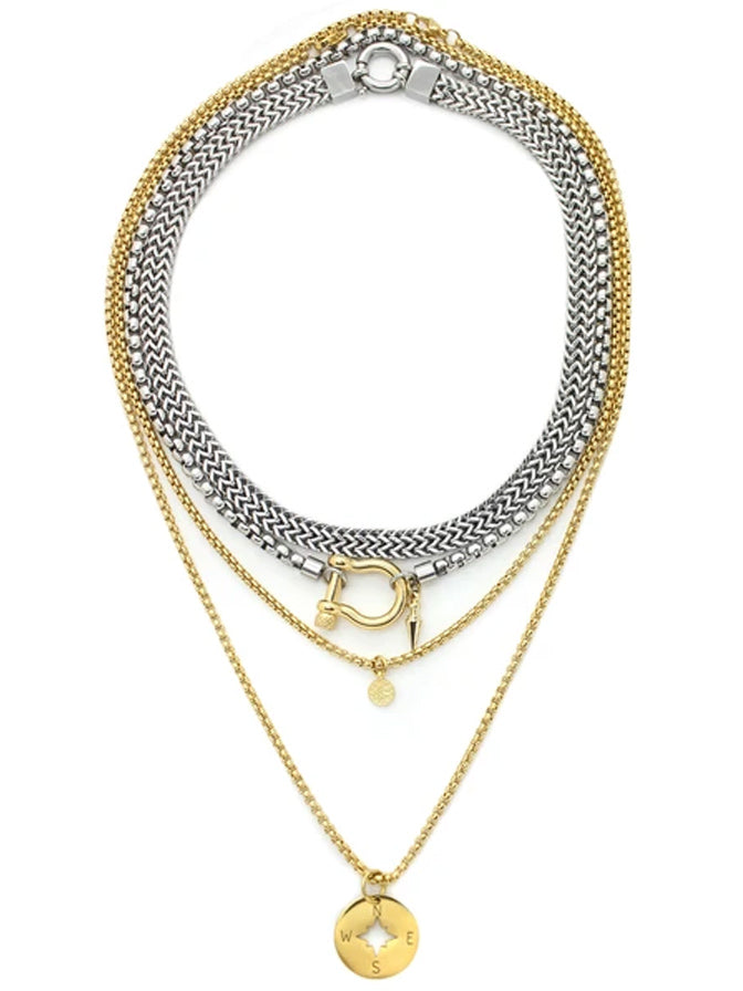 Louis Layered Thin Chain Necklace in Gold