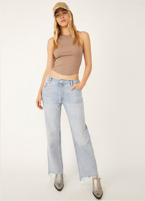Free People Maggie Mid Rise Straight Jean