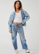 Free People Moxie Low Slung Pull On Barrel Jeans