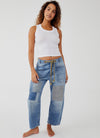 Free People Moxie Low Slung Pull On Barrel Jeans